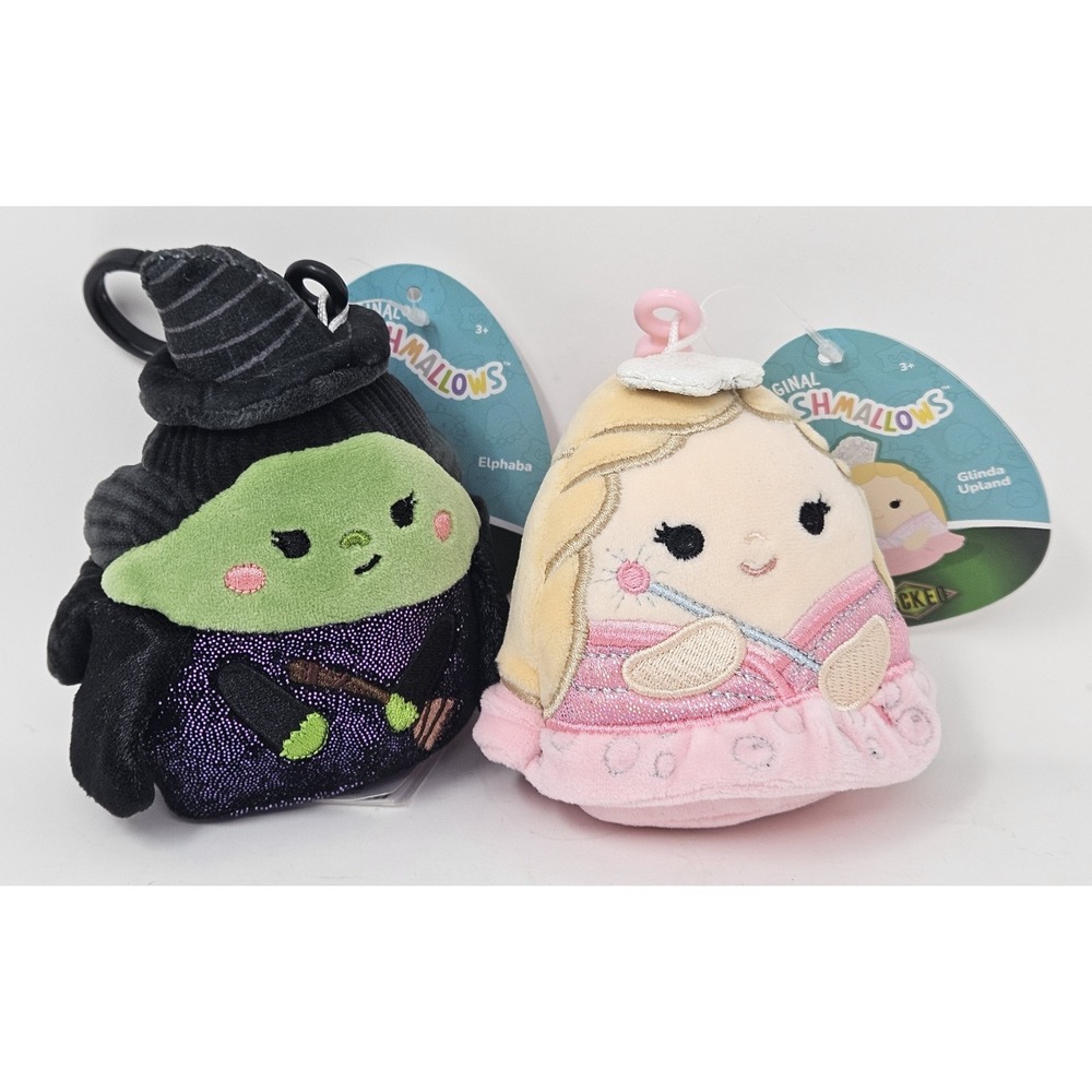 Squishmallows Wicked, Glinda Upland and Elphaba, 3.5" Key Chains, 2 Pack, NWT! - Picture 2 of 16